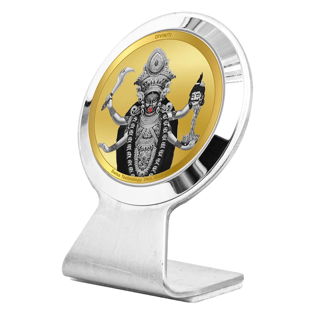 DIVINITI 24K Gold Plated Religious Car Dashboard Frame | Premium God Idol Frame for Car, Home Mandir & Office Table | Spiritual Gift, Decorative Showpiece | Maa Kali