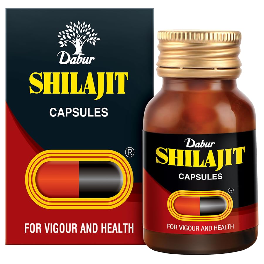 Dabur Shilajit Ayurvedic Capsules - 30 capsules | Pure Shilajit with Antifatigue and Anti Inflammatory Benefits | For Vigour, Strength and Ayuvedic Health | Immunity Booster