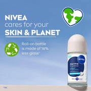 NIVEA Derma Control Defend Underarm Deo Roll-On for Women | Defends Against Irritation | 72H Derma Active Protection | With Pure Hyaluronic Acid & Pro-Vitamin B5 | 0% Alcohol | 50 ml