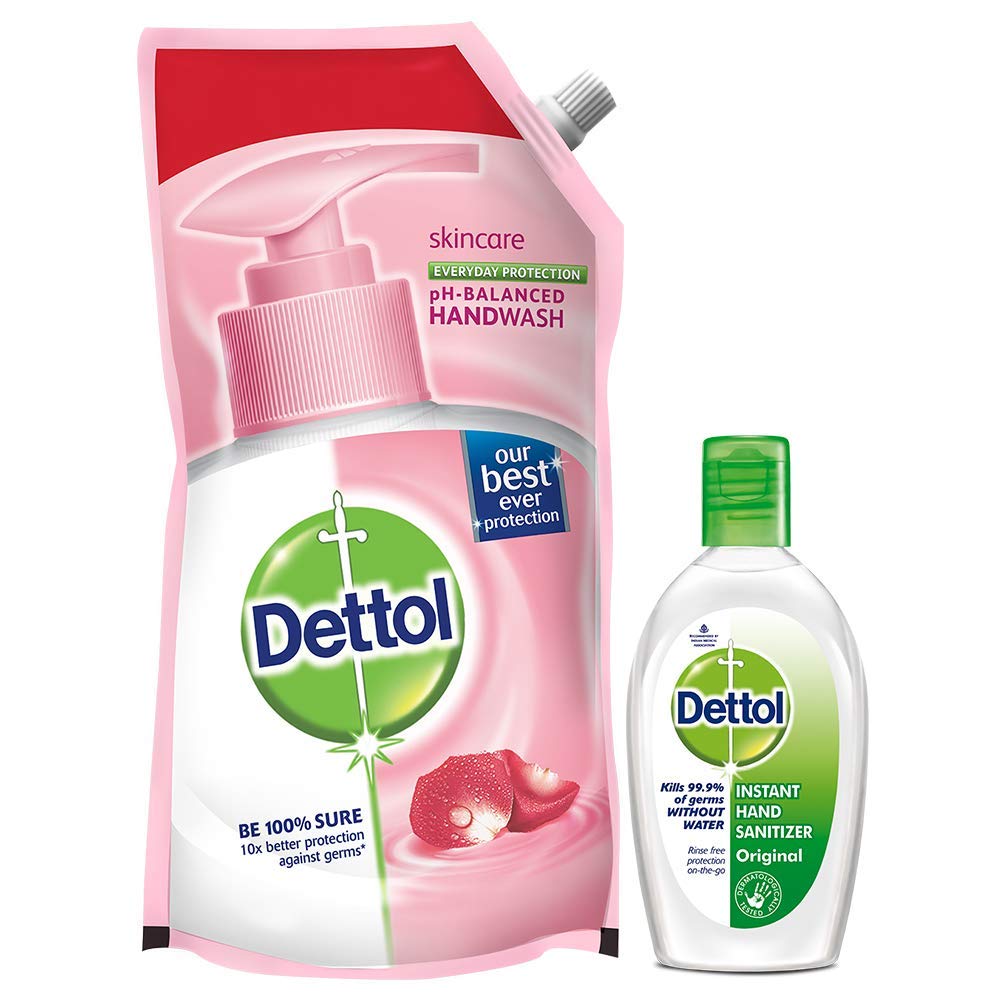 Dettol Liquid Handwash Skincare - 750 ml with Dettol Instant Hand Sanitizer - 50 ml