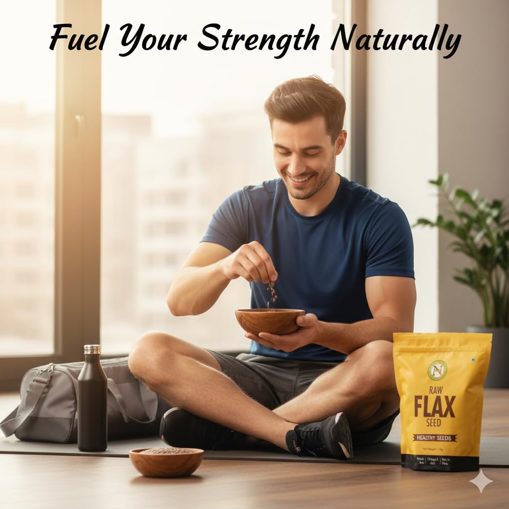NatureVit Raw Flax Seeds 1 Kg | Alsi Seeds for Eating, Hair & Skin | Fibre & Omega-3 Rich Superfood | Natural Seeds for Weight Loss, Digestion & Immunity