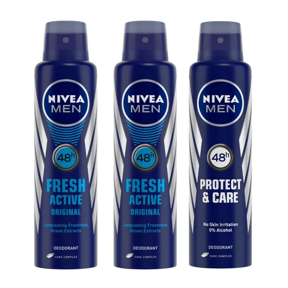 NIVEA Fresh Buy 2 Active Deodorant For Men, 150ml & Get 1 Free NIVEA Protect Care Deodorant For Men, 150ml