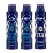 NIVEA Fresh Buy 2 Active Deodorant For Men, 150ml & Get 1 Free NIVEA Protect Care Deodorant For Men, 150ml