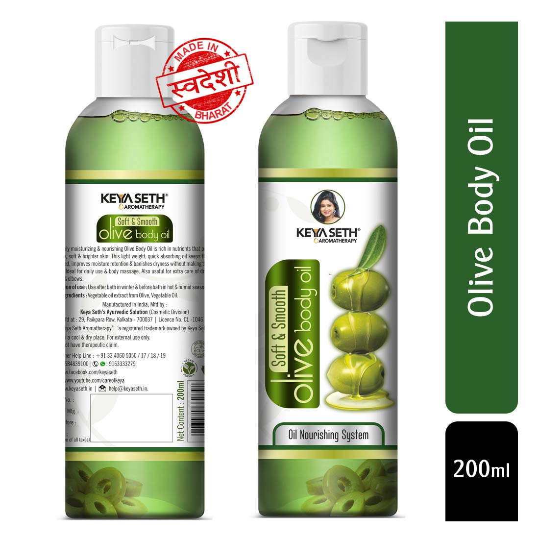 KEYA SETH AROMATHERAPY, DEVICE OF DROP Pure Olive, Sandalwood, Almond and Saffron Aromatherapy Soft and Smooth Fairness Body Oil (200ml)