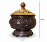 DSH Incense Burner Home Purifying Loban Dhoop Dani Dhuni for Home and Office Kapoor Dani for Puja Sambrani Dhoop Holder. (Svardhuni Gold)