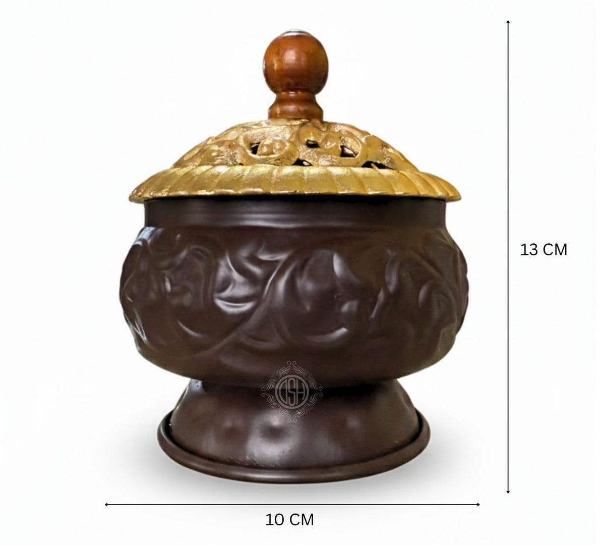 DSH Incense Burner Home Purifying Loban Dhoop Dani Dhuni for Home and Office Kapoor Dani for Puja Sambrani Dhoop Holder. (Svardhuni Gold)