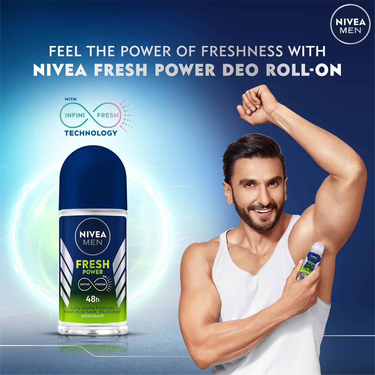 NIVEA MEN Fresh Power Roll-On Deodorant (50ml) (Pack of 3)