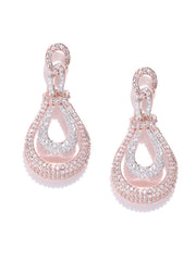 Priyaasi Elegant American Diamond Earrings for Women | Stylish Drop Design | Rose Gold Earrings for Women | Fashion Jewellery for Party, Weddings, & Gifting
