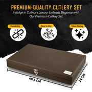 Parage 24 Pieces Premium Stainless Steel Cutlery Set, Home & Kitchen with Gift Box (6 Pieces Each Table Spoons, Table Forks, Tea Spoons, Butter Knife) with Leatherite Box