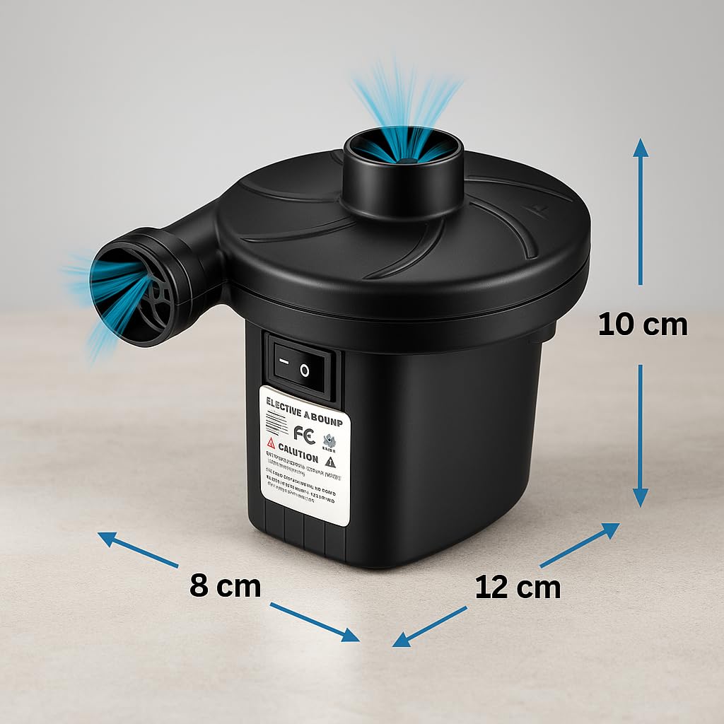 Toy Imagine Ht-196 Electric Air Pump for Inflatable Swimming Pools, Air Beds & Toys – Portable High-Pressure Pump for Mattress, Pool Floats, Sofa – Ac 230v Air Blower for Indoor & Outdoor Use – Black