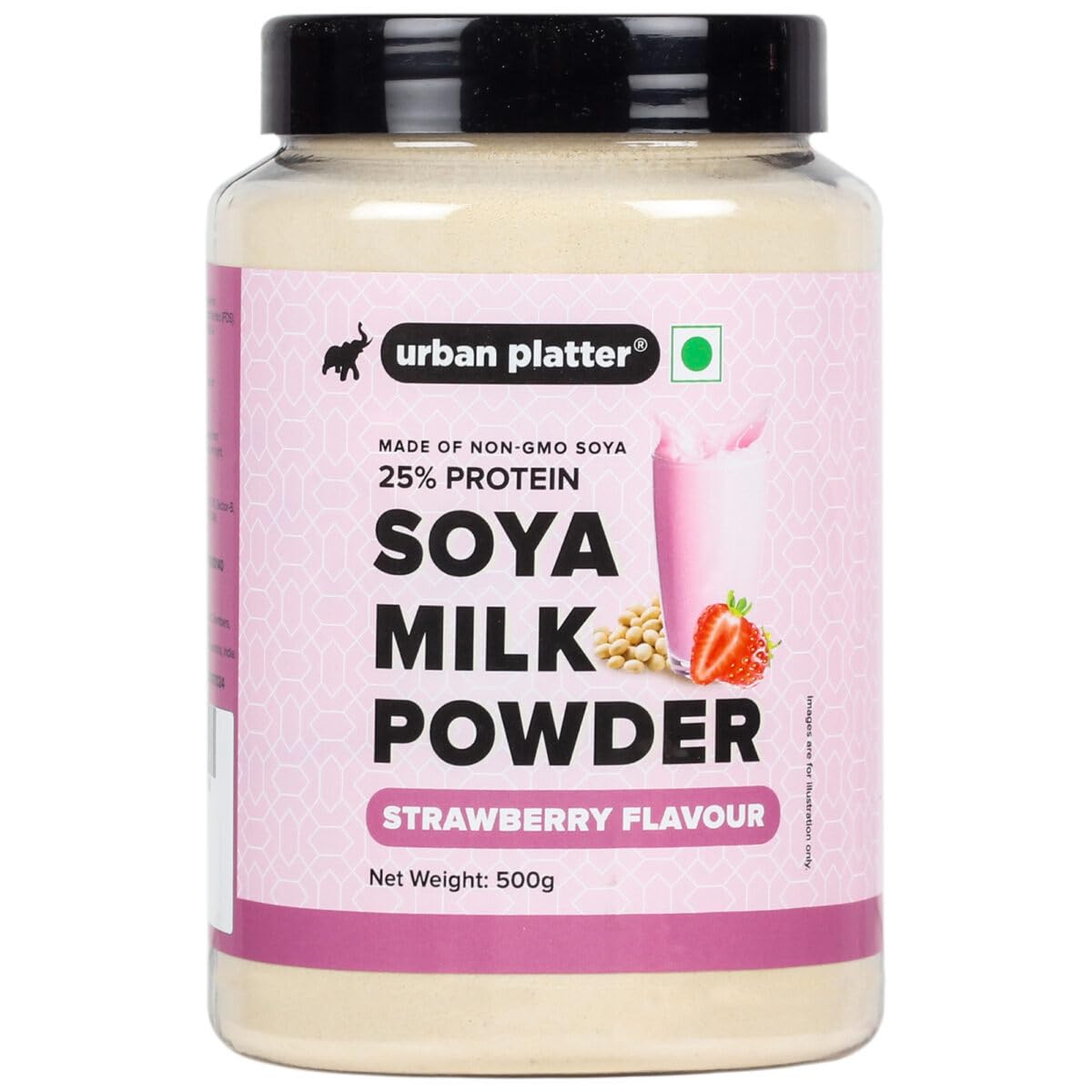 Urban Platter Strawberry Soya Milk Powder, 500g (Soy-Based Dairy Alternative | 25% Protein | Plant-Based | Non GMO)