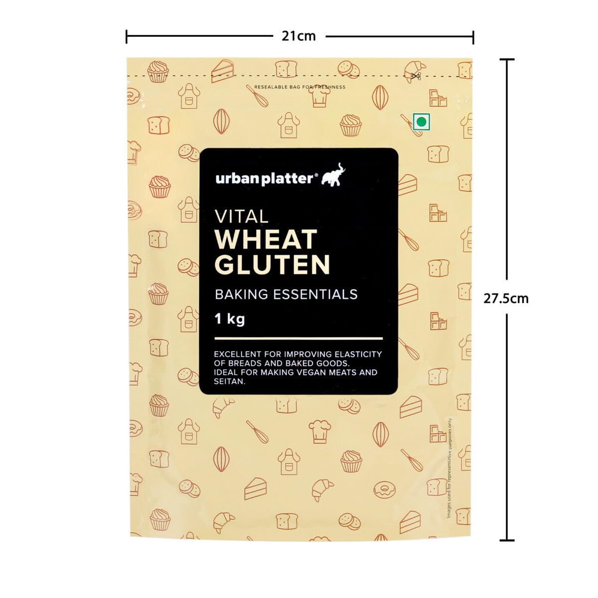 Urban Platter Vital Wheat Gluten, 1Kg (High-Protein Baking Essential | Key Ingredient for Seitan | Adds Elasticity & Structure | Ideal for Breads)