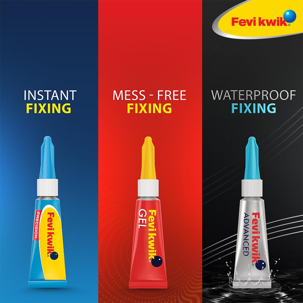Pidilite Fevikwik Precision 3g | All Purpose Instant Glue For Accurate Repair | Longer Nozzle And Flow Control Tube | Ideal For Metal, Rubber, Ceramic, Glass | Multipurpose Use
