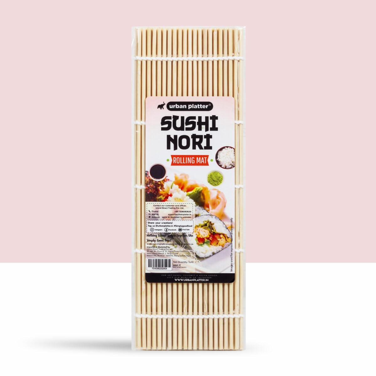 urban platter All Natural Bamboo Sushi Rolling Mat (100% Authentic Sushi Rolling Mat - 9.5 Inch x 10 Inch | Make Sushi at Home)