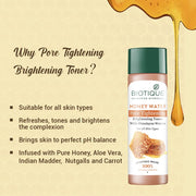 Biotique Honey Water Pore Tightening Brightening Toner With Himalayan Waters|Maintains Ph Balance|Moisturized And Hydrated Skin|100% Botanical Extracts|Suitable For All Skin Types|120Ml,Pack of 3