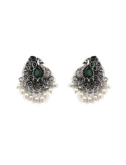 Priyaasi Silver Plated Artificial Stones Traditional Drop Earrings For Women and Girls(Silver)