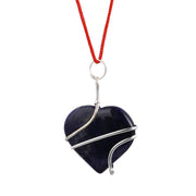 AstroDidi Blue Sodalite Heart Shape Wire Wrapped Pendant