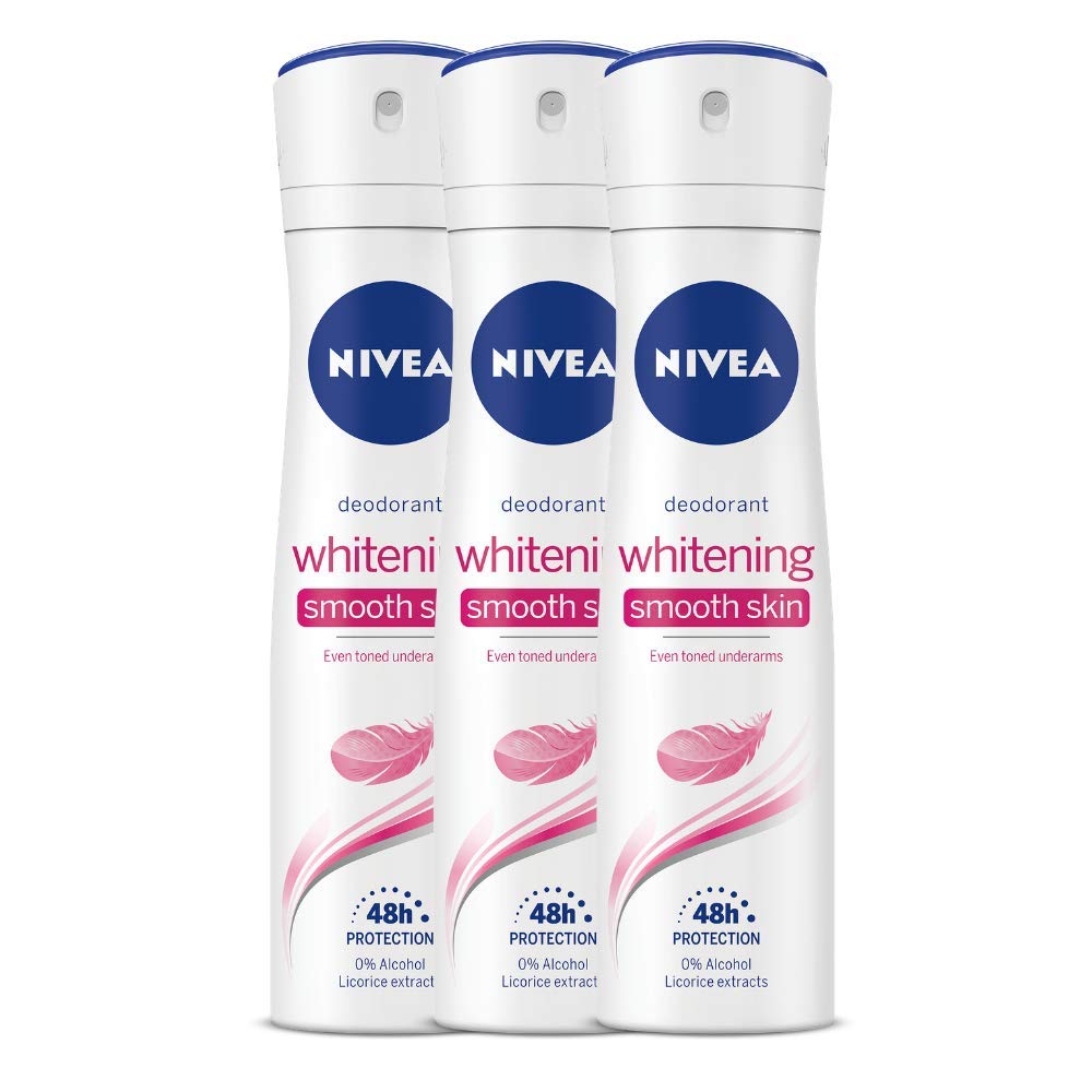 NIVEA Unisex Whitening Smooth Skin Fresh Scent Deodorant Spray For , 150Ml (Pack Of 3)