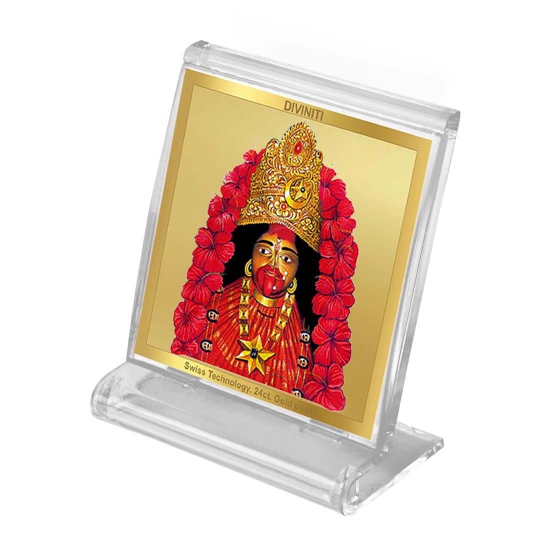 DIVINITI 24K Gold Plated Religious Car Dashboard Frame | Premium God Idol Frame for Car, Home Mandir & Office Table | Spiritual Gift, Decorative Showpiece | Tara Devi