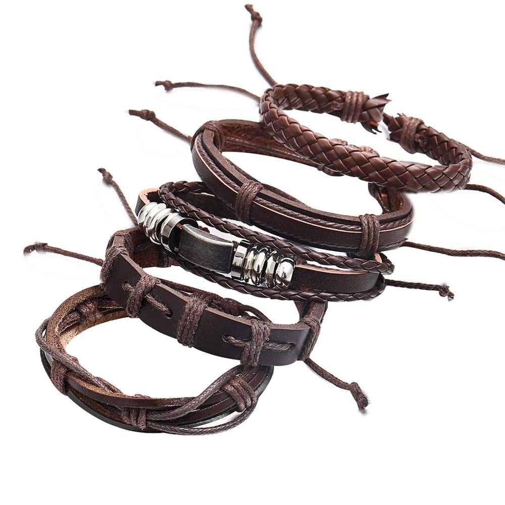 Shining Diva Fashion Genuine Leather Bracelet Wraps Casual Skin Friendly Bracelets for Men Boys