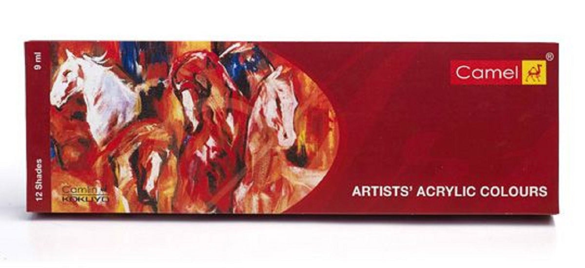 Camel Artist Acrylic Color Box 9ml tubes, 12 Shades (Pack of 2)