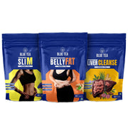 BLUE TEA - Combo Pack - Belly Fat & Slimming & Liver Cleanse Tea - 30 Tea Bags (Each Pack) - Zipper Pack