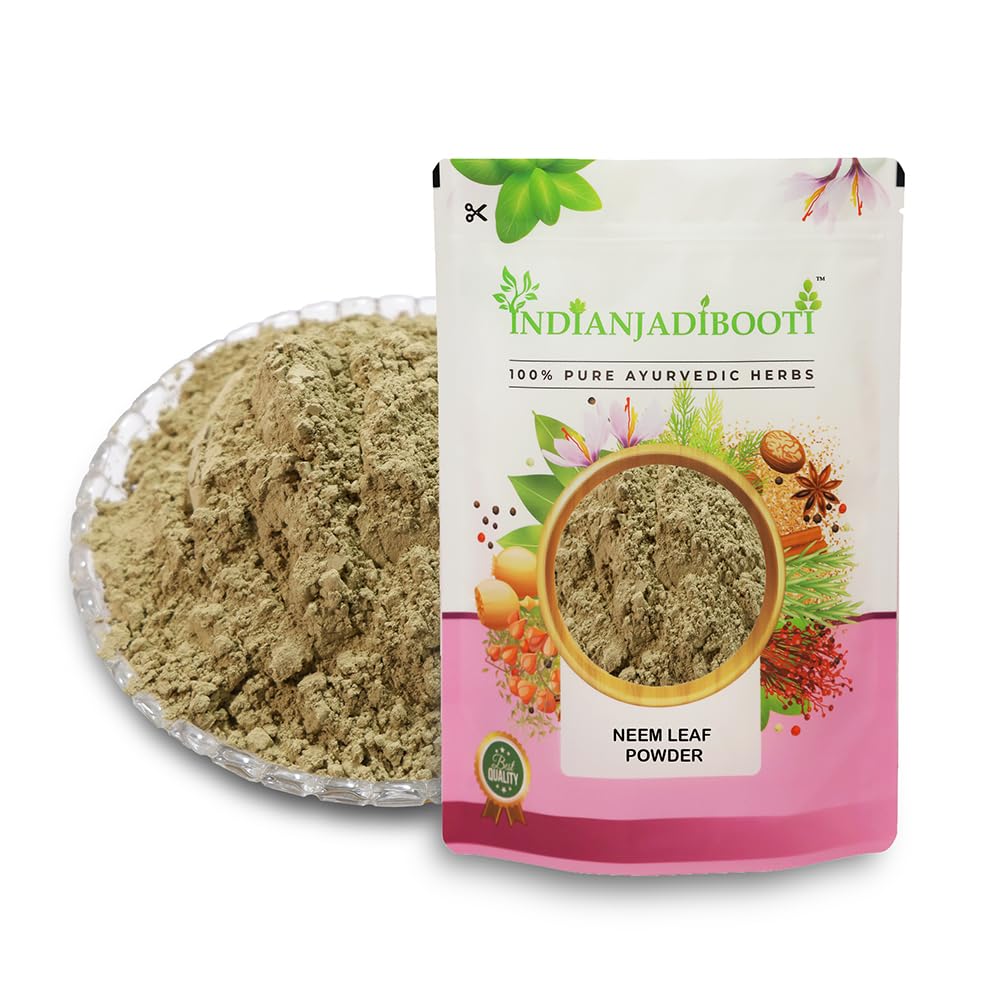 IndianJadiBooti Pure Neem Leaves Powder | Raw Azadirachta Indica for Skin Clarity, Scalp Vitality, Blood Purification & Deep Detox 100 Grams | Pack Of 2