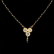 ASTRODIDI Brass 3 Zircon Stones Mangalsutra For Women Girls New Look Black Beads Chain Three Stones Mangal Sutra (Golden, Black)