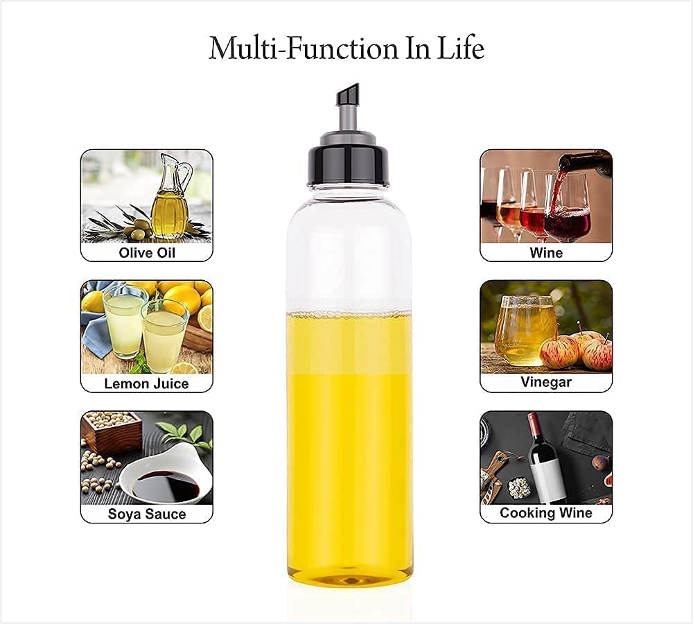 E-COSMOS® Food-Grade Plastic 1 litres Oil Dispenser for Cooking, Easy Flow Oil and Vinegar Bottle, Oil Pourer, Liquid Dispenser, Transparent, Unbreakable, Medium