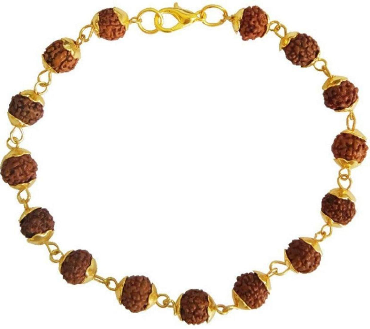 ASTRODIDI Rudraksha Bracelet of 5 Mukhi Beads and Brass Cap for Men & Women