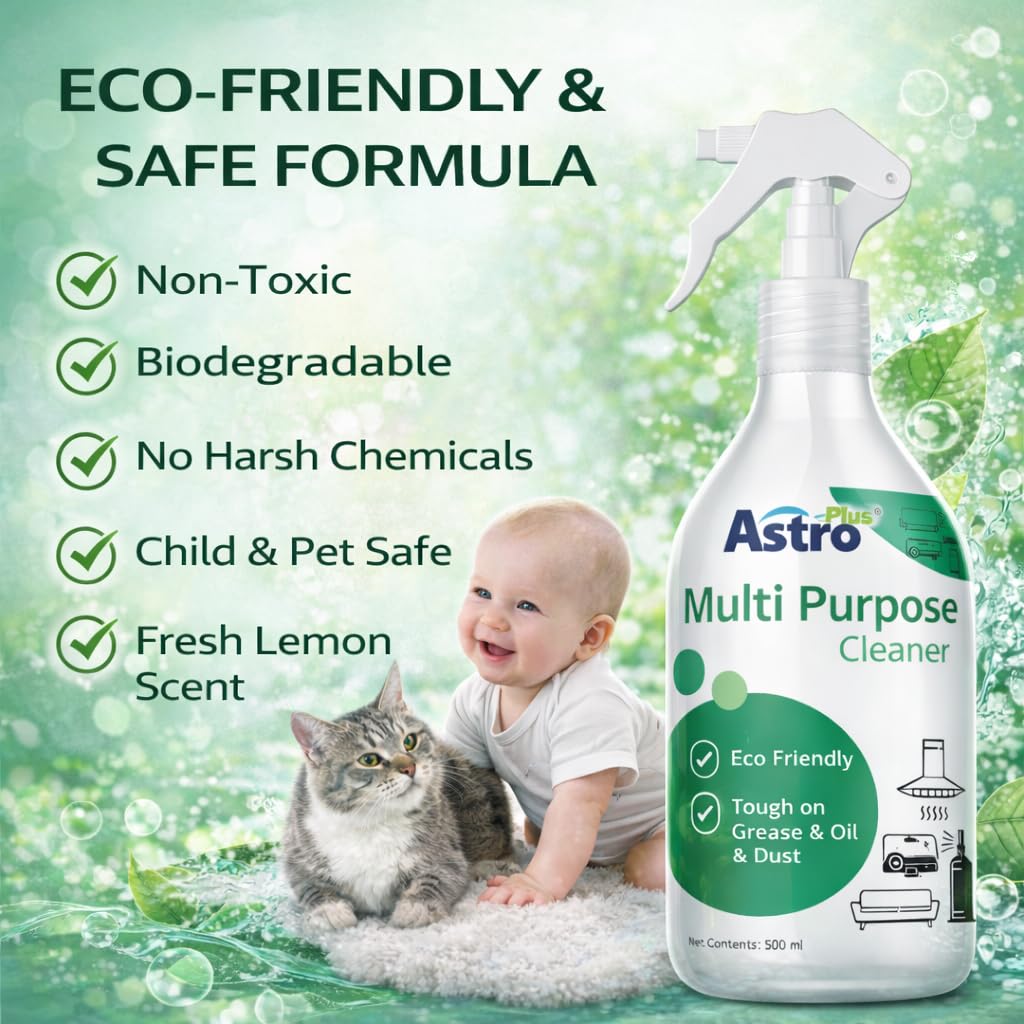 Astro Plus+ Multi Purpose Cleaner 250 ml | Powerful Degreasing Spray for Kitchen, Bathroom, Glass & Car | Tough on Grease, Oil & Dust | Eco Friendly All Surface Cleaner