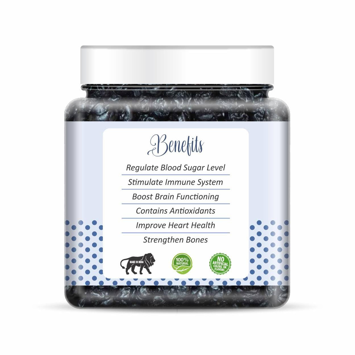 NatureVit Dried Blueberries 300 Gram | Sweet & Tart Antioxidant-Rich Berries | Healthy Snack for Kids & Adults | Ideal for Baking, Oats & Smoothies