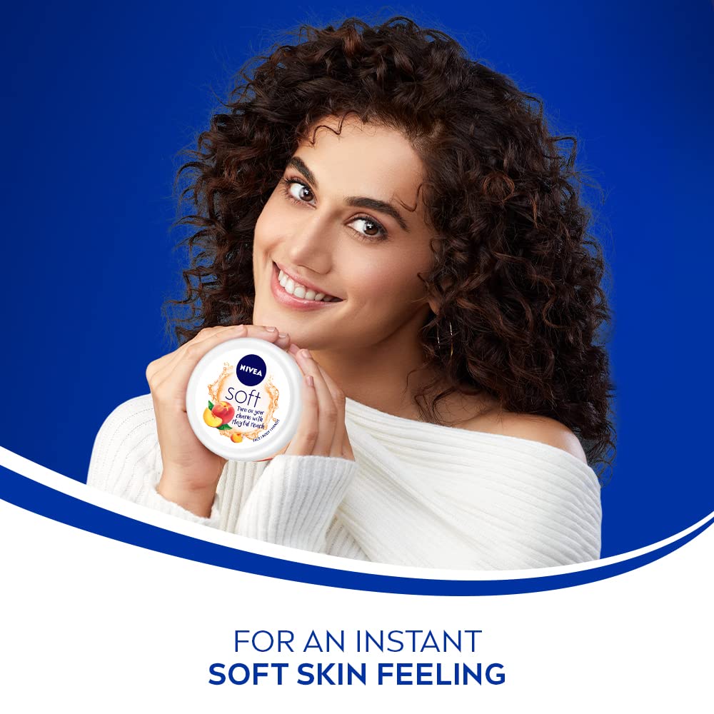 NIVEA Soft Playful Peach, Light Moisturizer Cream 200 ml & NIVEA Soft Berry Blossom, Light Moisturizer for Face, Hand & Body, 200 ml