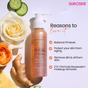 Suroskie Rose Petals Melt Cleanser 120Ml |2-In-1 Face Wash & Makeup Remover | Rose Water, Niacinamide & Vitamin E For Nourished , Brightens & Glow | Suitable For All Skin Types – Men & Women