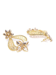 Priyaasi Gold-Plated Stones Studded Floral Drop Earrings