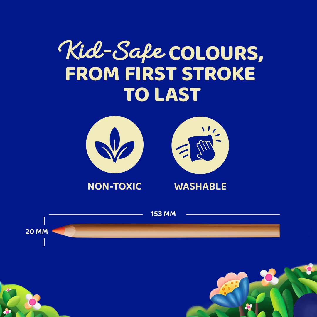 Fevicryl YUDU 3-in-1 Colour Pencils | 12 Shades | Colour Pencil, Crayon & Water Colour in 1 | Easily Washable, Non-Toxic & Safe for Kids 6-12yrs | Ideal Gift for Kids