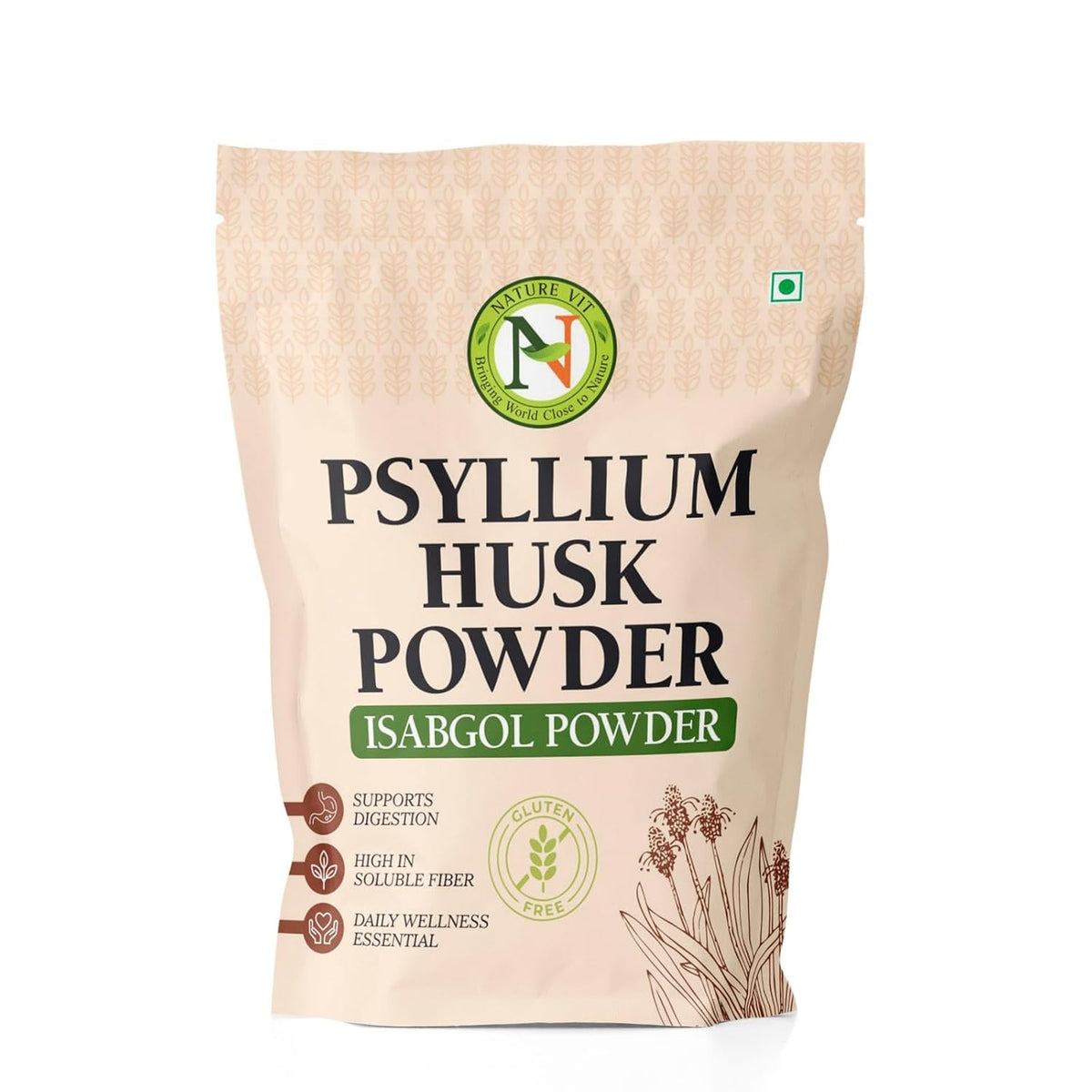 NatureVit Psyllium Husk Powder 1 kg | Natural Fiber Supplement for Digestion & Gut Health | Keto-Friendly & Gluten-Free | Ideal for Low-Carb Baking, Bread & Smoothies