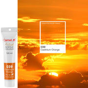 Camel Camlin Kokuyo Artist Acrylic Colour Tubes 120ml Cadmium Orange 039