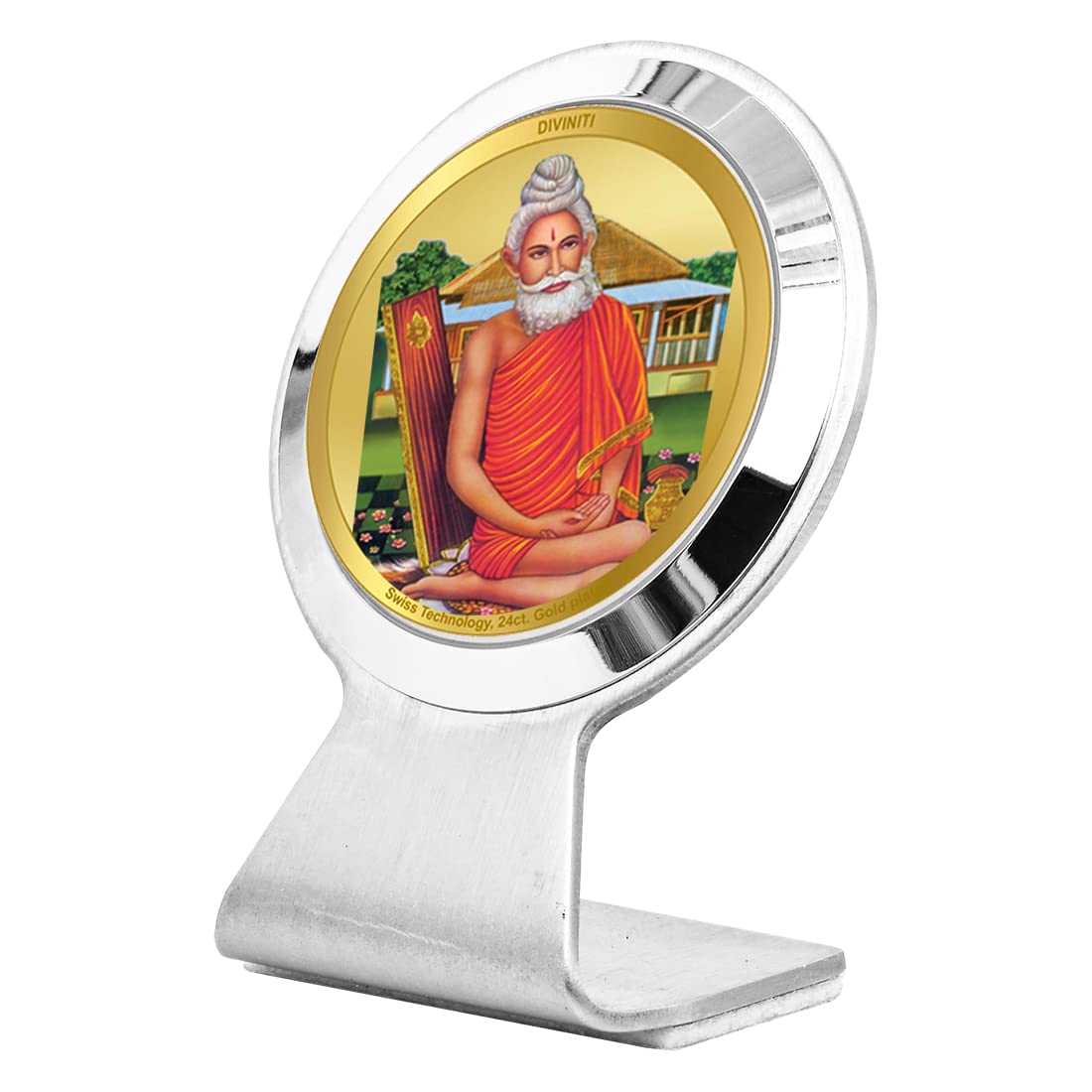 DIVINITI 24K Gold Plated Religious Car Dashboard Frame | Premium God Idol Frame for Car, Home Mandir & Office Table | Spiritual Gift, Decorative Showpiece | Baba Lokenath