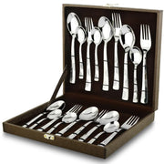 Parage 18 Pieces Premium Stainless Steel Cutlery Set, Home & Kitchen with Gift Box (6 Pieces Each Table Spoons, Table Forks & Tea Spoons) with Leatherite Box