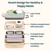 Toy Imagine Kids Stainless Steel Lunch Box, Elephant Grey