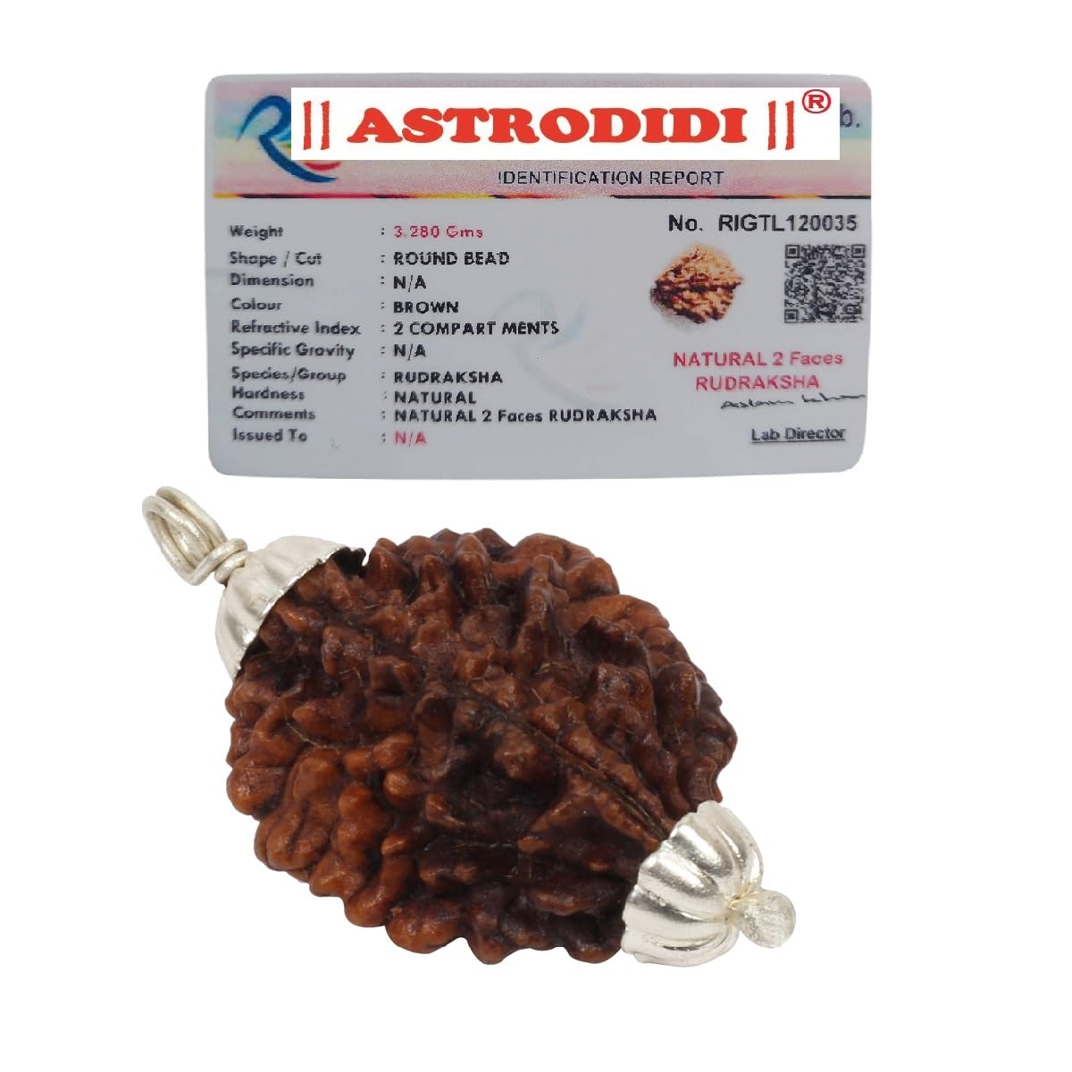 ASTRODIDI 2 Mukhi Ruraksha Two Face Pendant Mantra Siddha and Certified