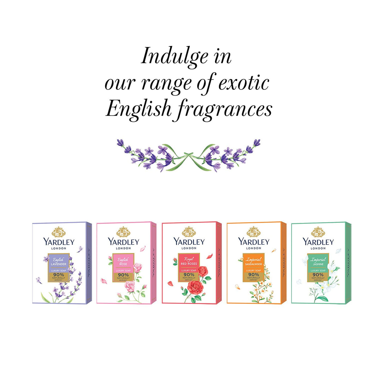 Yardley London English Lavender, English Rose, Royal Red Roses Luxury Soap for Women, 100g (Pack of 6)