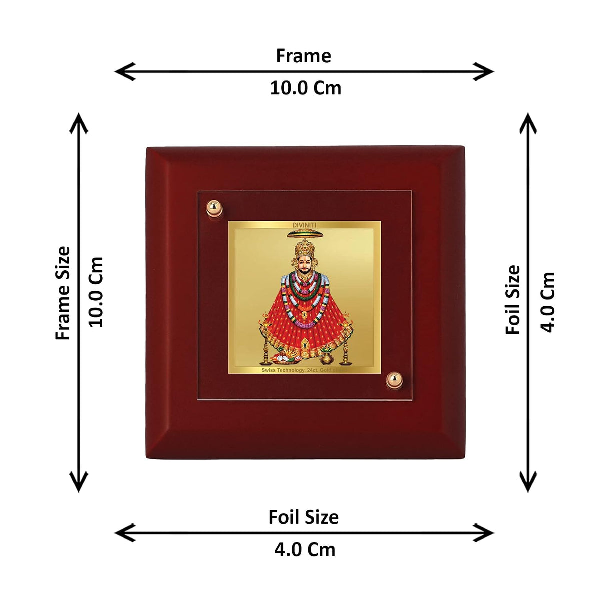 DIVINITI Khatu Shyam Ji 24K Gold Plated MDF Photo Frame|Premium Religious Table Top Frame for Home, Office & Prayer Room|Luxury Spiritual Gift Item for Housewarming, Festive Gifting|10 x 10 CM