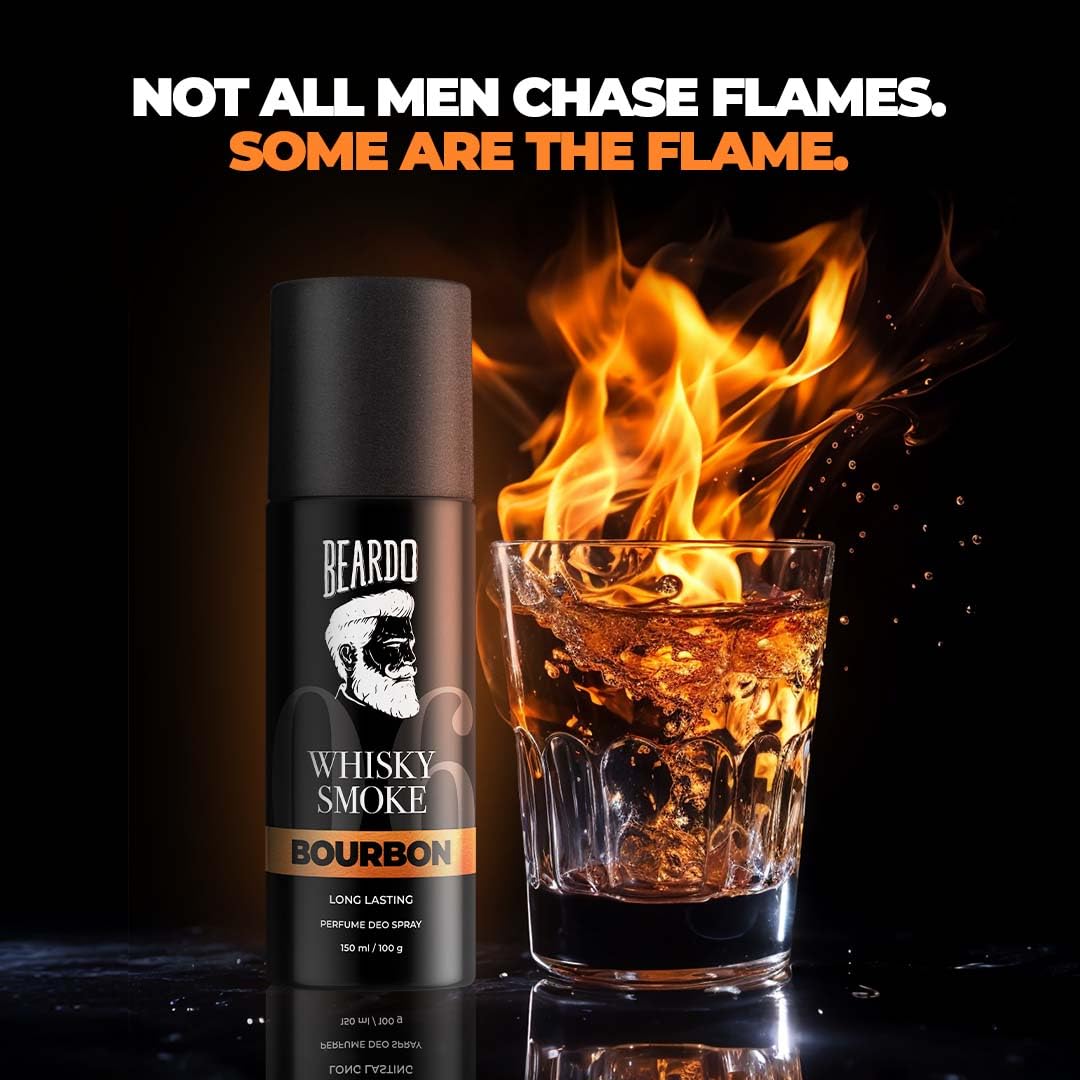 BEARDO PERFUME DEO SPRAY - Whisky Smoke Bourbon, 150ml | Get compliments with Long lasting Leathery, Woody Deodorant | Gift for Men | Christmas gift for men | Gift For Friends