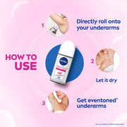 NIVEA Natural Glow Smooth Skin Deodorant Underarm Roll On For Women|Vitamin C,Vitamin E,Avocado Oil And Licorice Extract|72 H Even Toned,Smooth & Bright Underarms|0% Alcohol And Dermat Approved|50 Ml