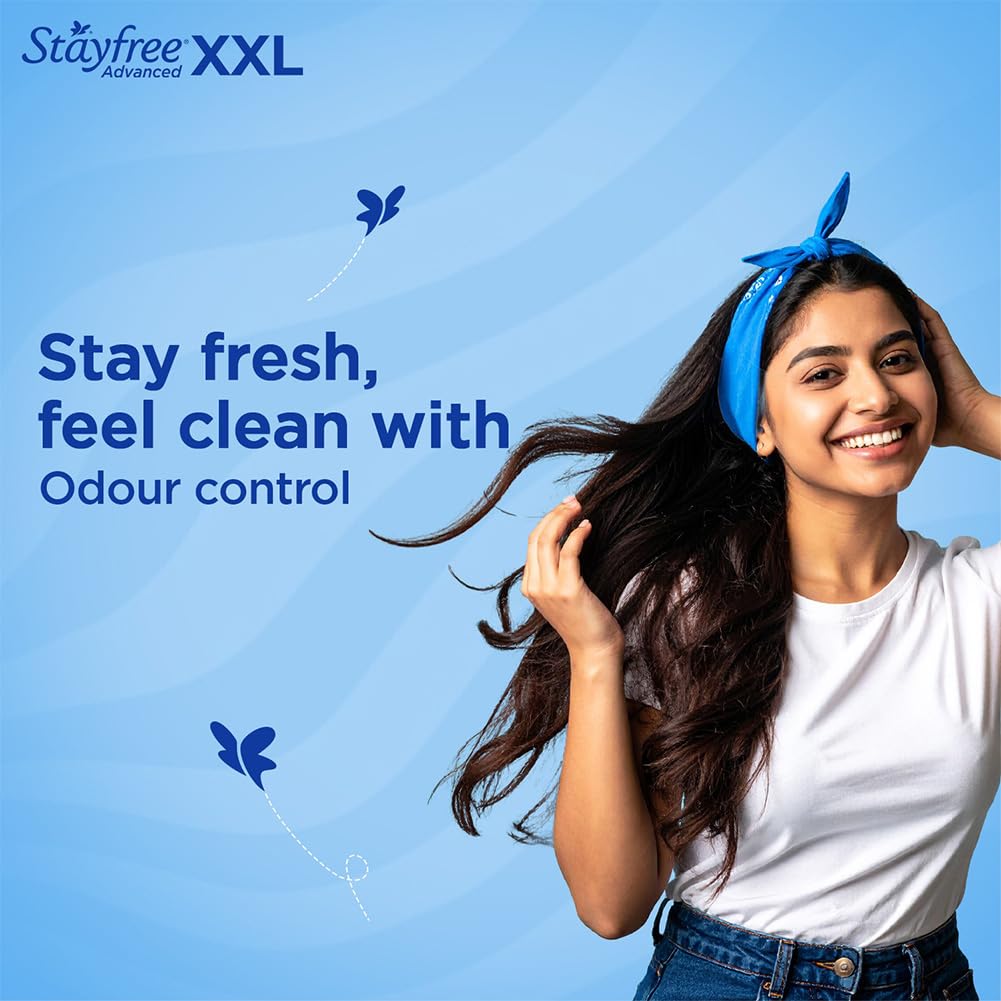 Stayfree Advanced XXL Ultra Soft Sanitary Pads for Women | 42 Soft Cotton Pads for All day Ultra Comfort | Locks Heavy flow | Prevent Rashes | Odour Control