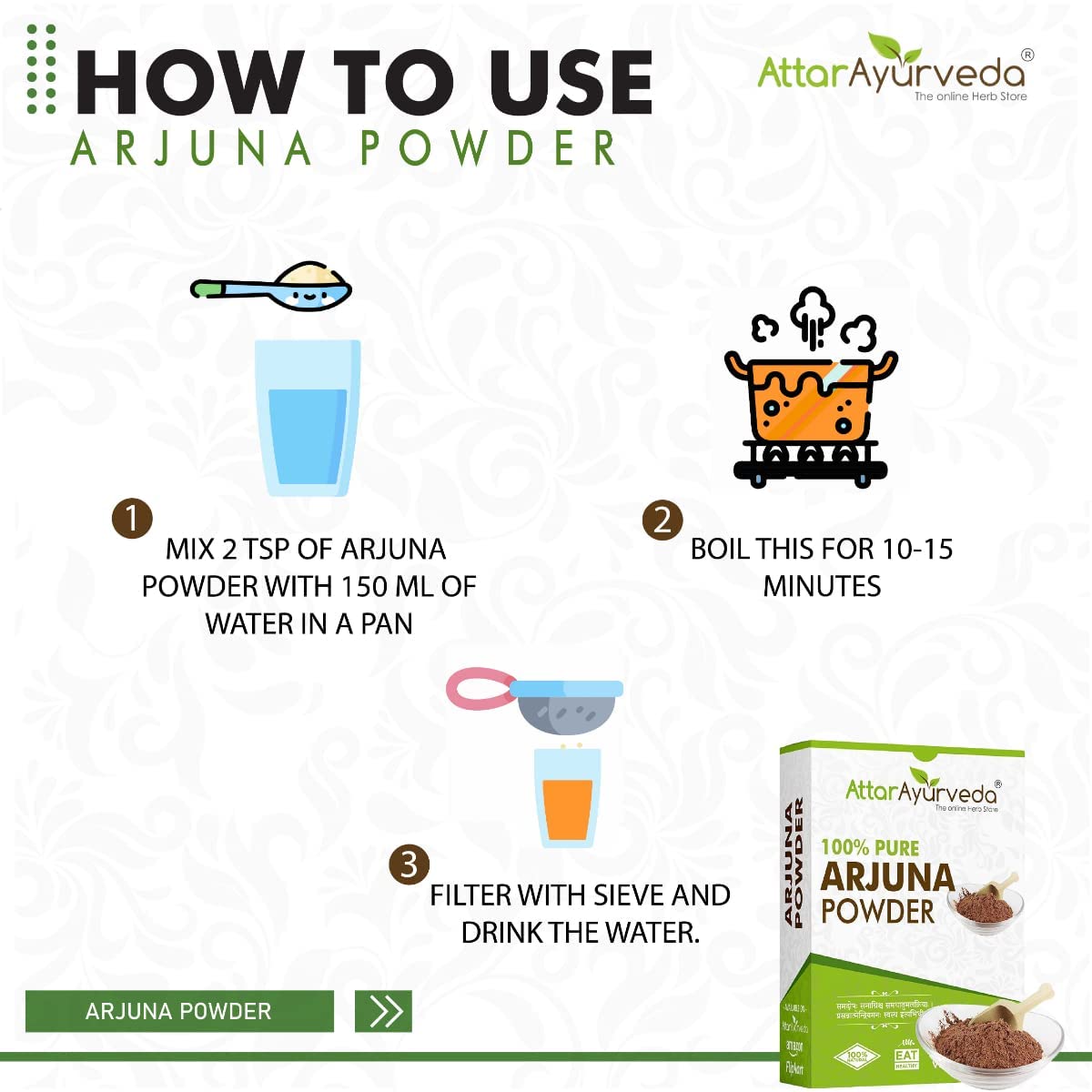 Attar Ayurveda Arjuna - Terminalia Arjuna - Arjuna Herb (POWDER) (400 gram)