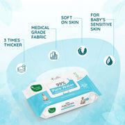 Mother Sparsh Thick Fabric Baby Water Based Unscented Wipe (Blue, 10 Wipes)