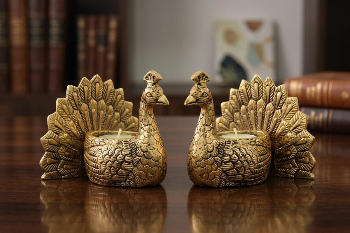 KridayKraft Designed with a Versatile Central Cavity, This Peacock Serves as a Stunning tealight Candle Holder, a mini Indoor Planter, a Unique Pen Stand, or a Sophisticated Vanity Organizer.